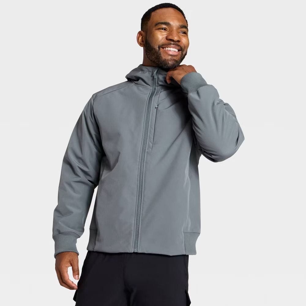 Men's Soft Shell Fleece Jacket - All In Motion Grey size Small - Picture 2 of 5